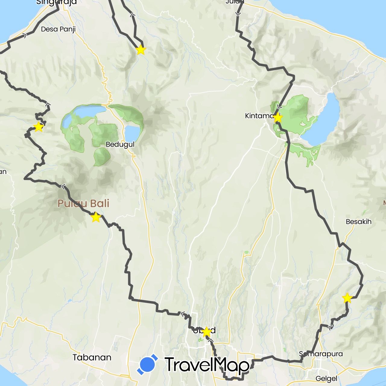 TravelMap itinerary: cycling, motorbike in Indonesia (Asia)