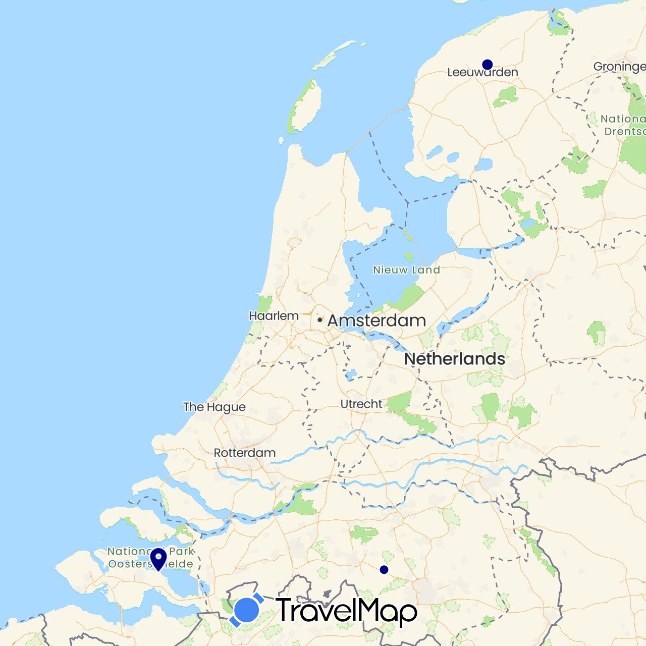 TravelMap itinerary: driving in Netherlands (Europe)